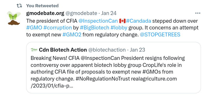 Πρόεδρος CFIA 🇨🇦 Ο Καναδάς παραιτείται λόγω διαφθοράς GMO 2.0
